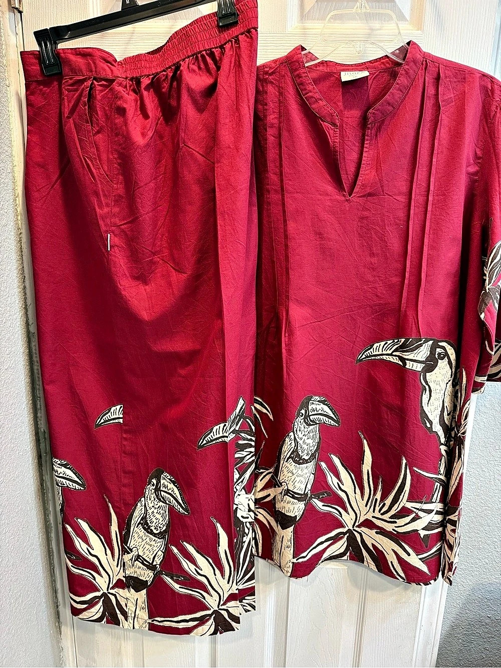 Jisora Tropical Toucan 100% organic Cotton Co-ord Set Wide Leg 5XL